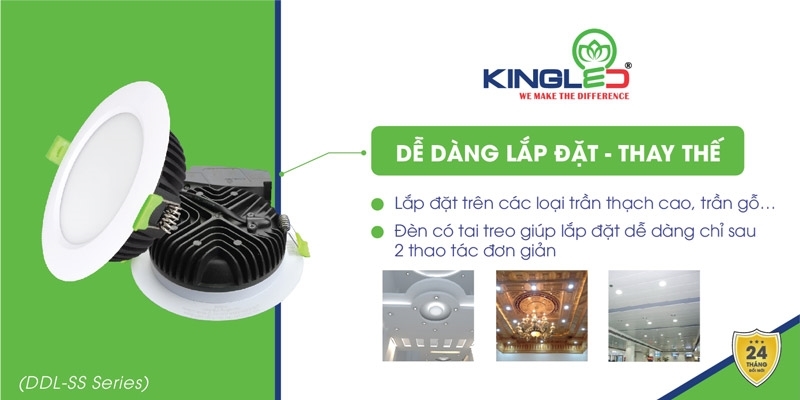 Đèn âm trần 10w dễ dàng lắp đặt, thay thế